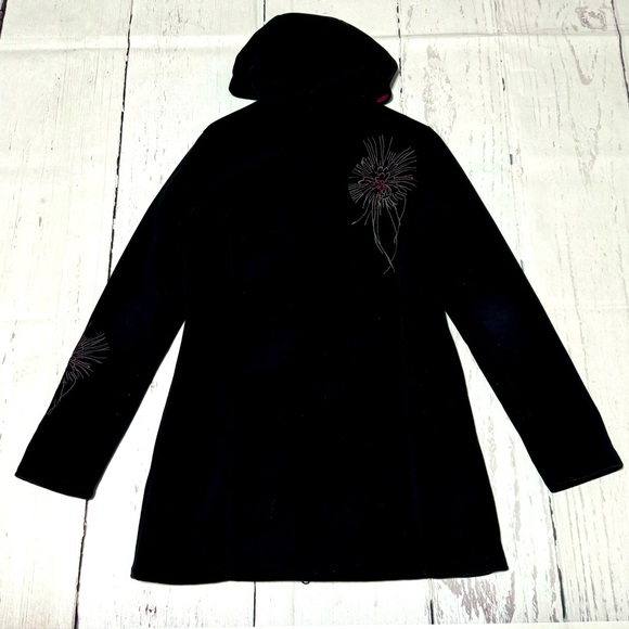 Athleta womens S Swara black fleece zipped pockets hooded athleisure jacket - Picture 2 of 12